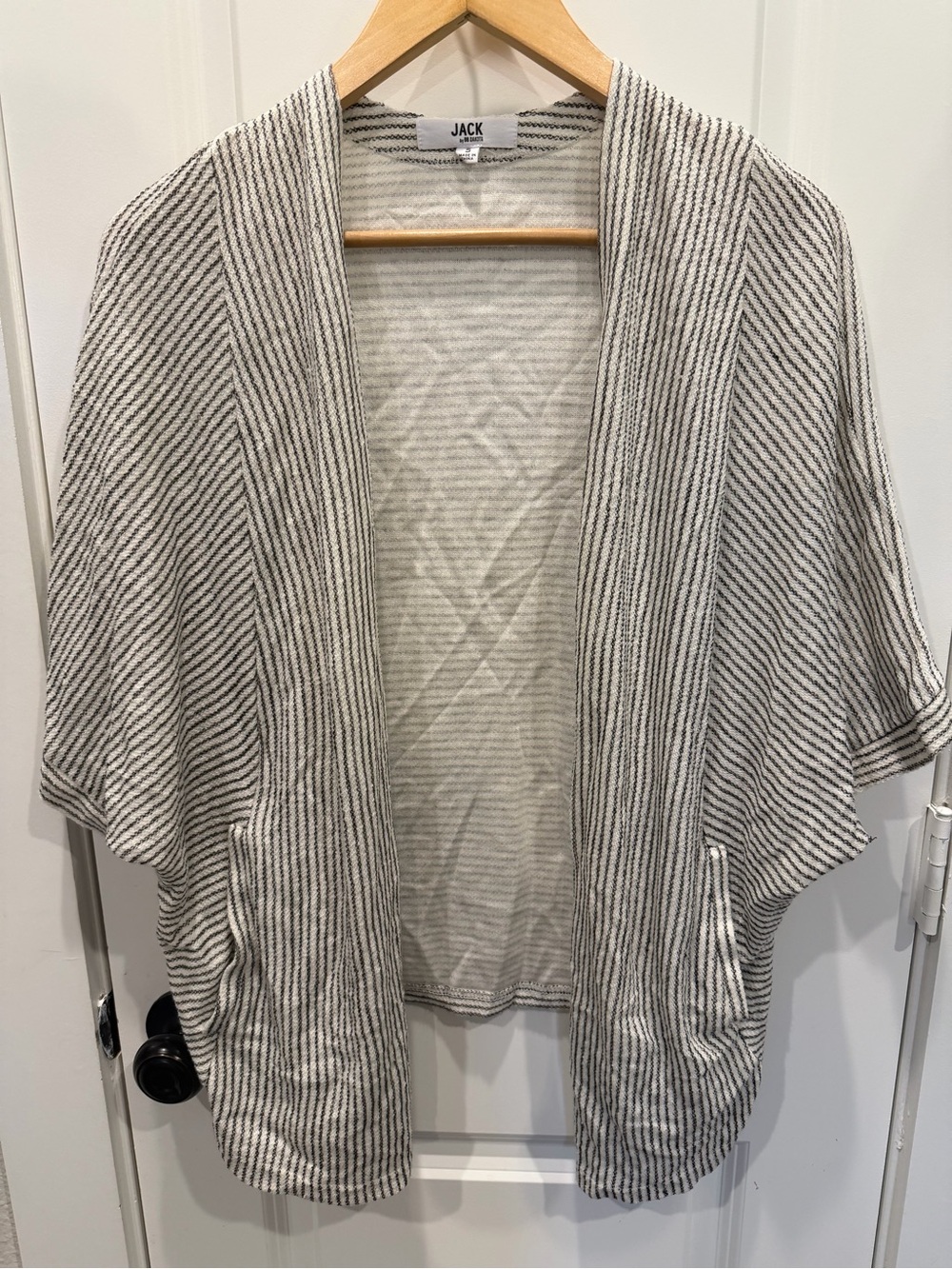 BB Dakota  Jack Striped Open-Front Knit Cardigan in Cream and Black